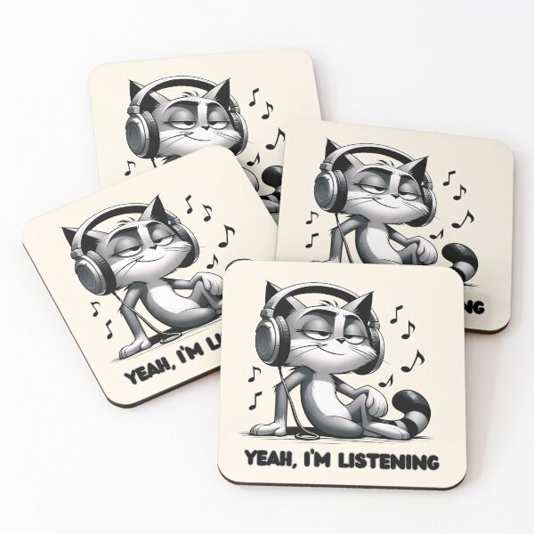 Item preview, Yeah I'm Listening Cool Cat Illustration designed and sold by Dream-Fab.
