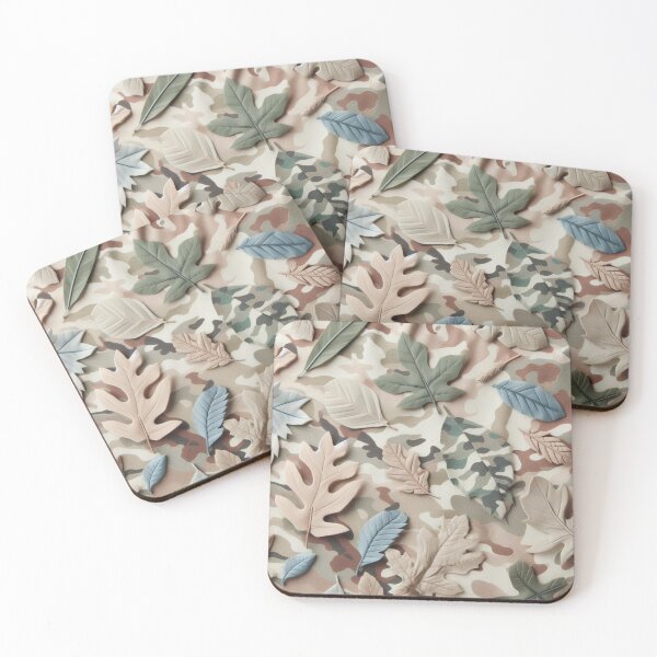 Artikelvorschau, Florale Camouflage mit Blättern auf der Decke, sanfte Farben entworfen und verkauft von Gaborai.