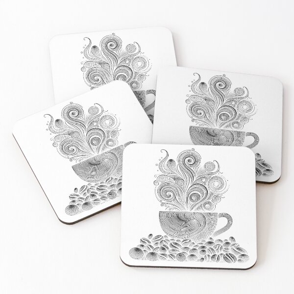 Item preview, Line drawing of a coffee cup filled with caffeine designed and sold by Vetagio.