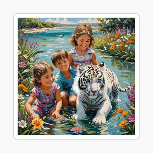 Item preview, White Tiger Cub in Paradise Playing the Beach designed and sold by IvaRenee.