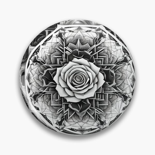 Item preview, Black and White Rose Mandala with Detailed Geometric Patterns and Floral Motifs designed and sold by MandalasShops.