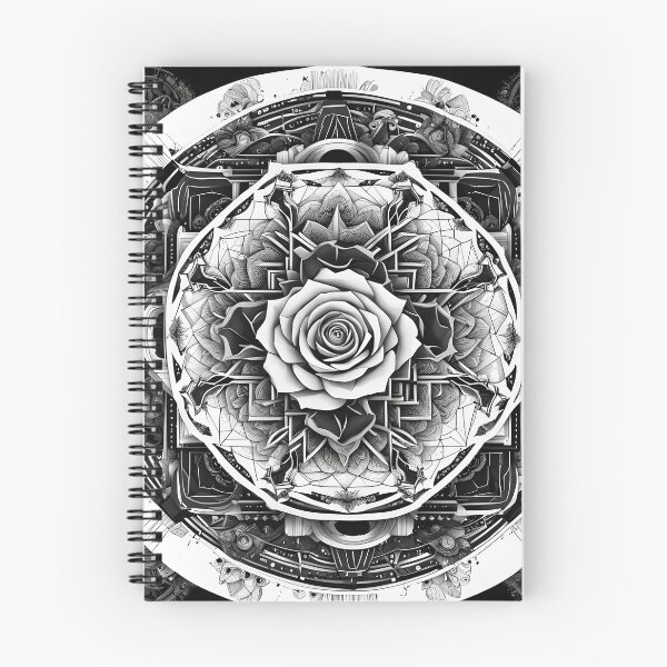 Item preview, Black and White Rose Mandala with Detailed Geometric Patterns and Floral Motifs designed and sold by MandalasShops.