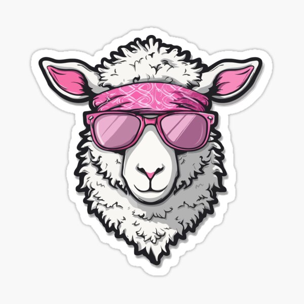 Cool sheep with pink sunglasses and headband Sticker