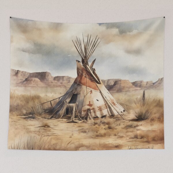 Item preview, Indian wigwam, original art, watercolor designed and sold by TrendyGenZArt.