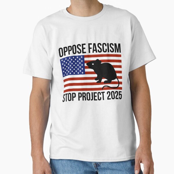Vista previa del artículo con la obra «Oponerse al fascismo, detener el proyecto 2025. », diseñado y vendido por Rachel the Artist .