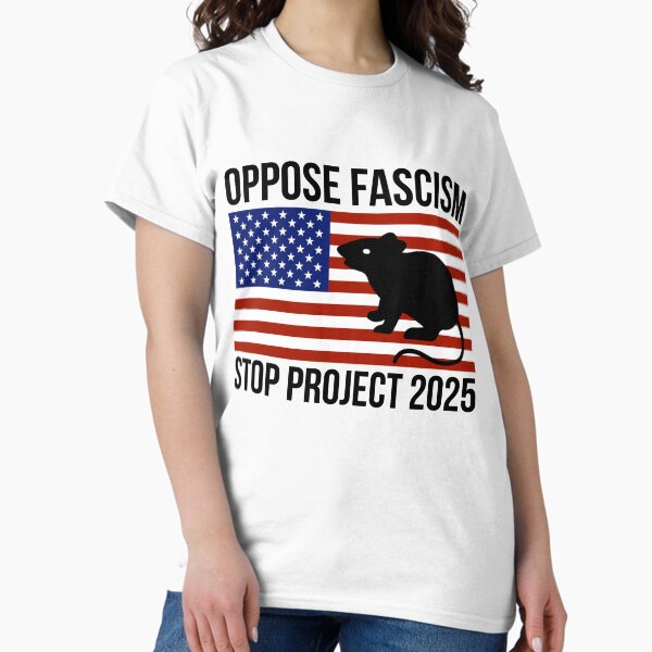 Vista previa del artículo con la obra «Oponerse al fascismo, detener el proyecto 2025. », diseñado y vendido por Rachel the Artist .
