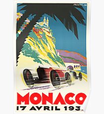 "MONACO GRAND PRIX" Vintage Auto Racing Print Poster