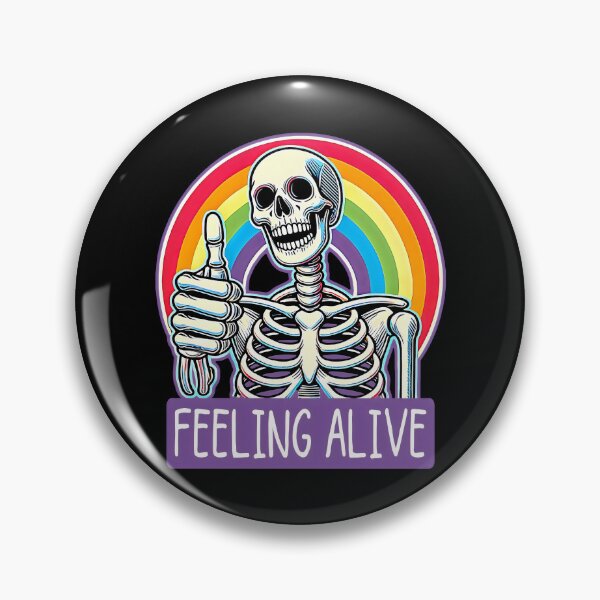 Item preview, Funny Sarcastic Skeleton "Feeling Alive" Thumbs Up Meme designed and sold by Unitepeople.