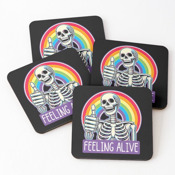 Item preview, Funny Sarcastic Skeleton "Feeling Alive" Thumbs Up Meme designed and sold by Unitepeople.