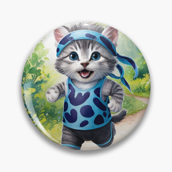 Item preview, A Cute Gray Kitten Jogging designed and sold by pixelplaza.
