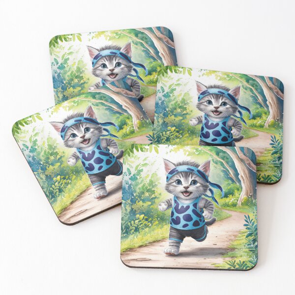 Item preview, A Cute Gray Kitten Jogging designed and sold by pixelplaza.