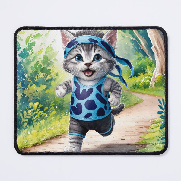Item preview, A Cute Gray Kitten Jogging designed and sold by pixelplaza.