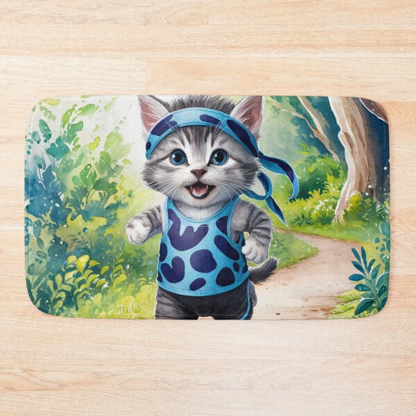 Item preview, A Cute Gray Kitten Jogging designed and sold by pixelplaza.