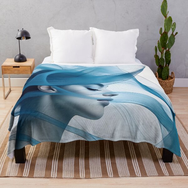 Item preview, Ethereal Blue Dream Woman. With abstract blue background designed and sold by WhiteDoveArt.