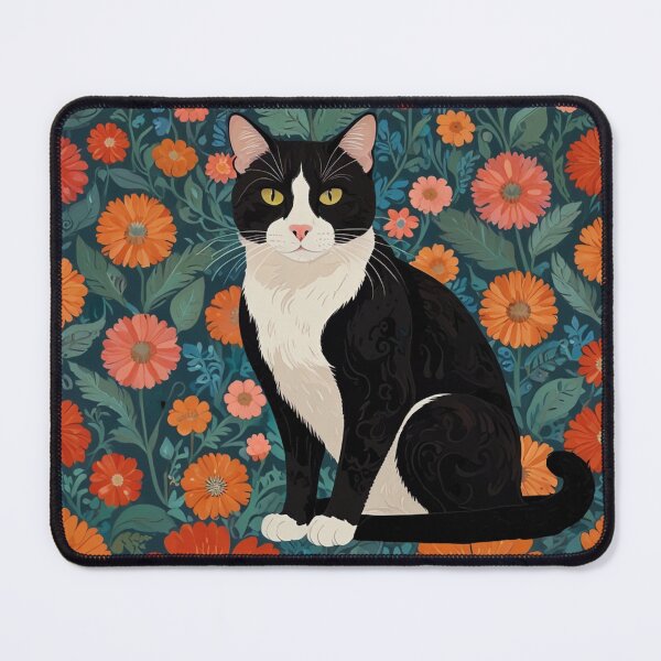Item preview, Flower pattern meow black cat designed and sold by Moreas.