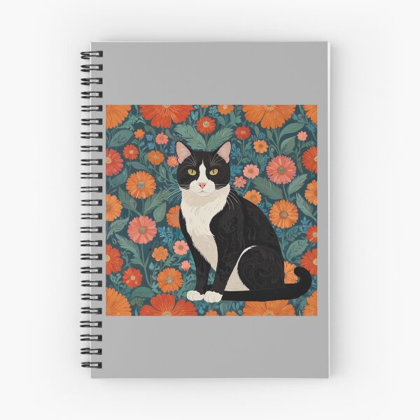 Item preview, Flower pattern meow black cat designed and sold by Moreas.