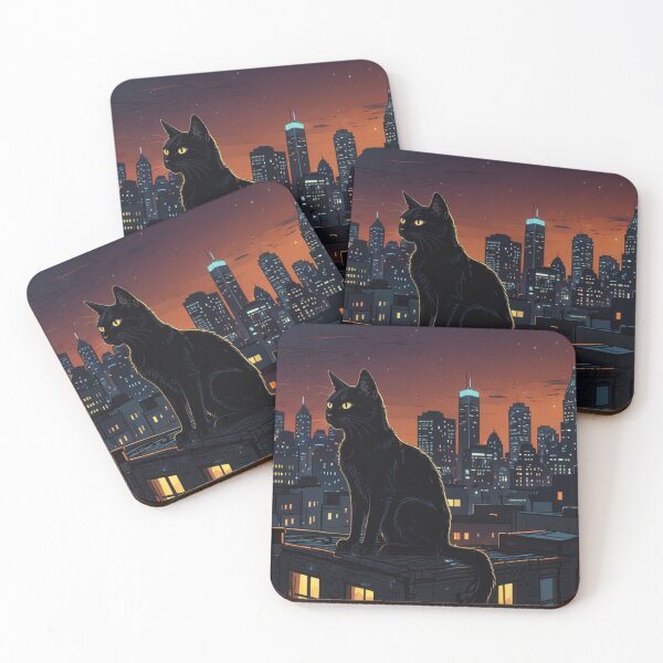 Item preview, Black Cat at Dawn in the City designed and sold by BrohShop.