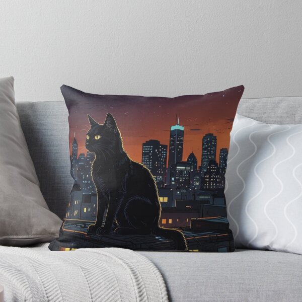 Item preview, Black Cat at Dawn in the City designed and sold by BrohShop.
