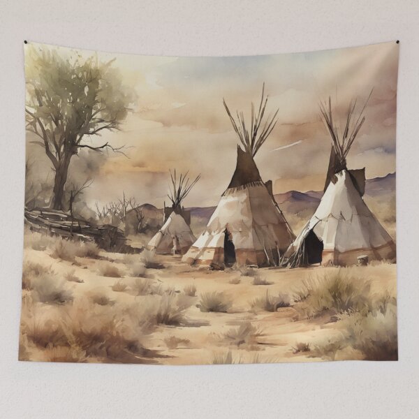 Item preview, Wigwams, original art, watercolor designed and sold by TrendyGenZArt.
