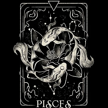 Pisces Card - Dark Tarot Art Zodiac Sign Pisces Gift