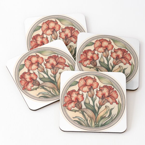 Item preview, Gladiolus Flower: August Birth flower - Watercolour Art Nouveau Inspired Gladiolus Flower Round Design designed and sold by DarlaEdnaFleur.