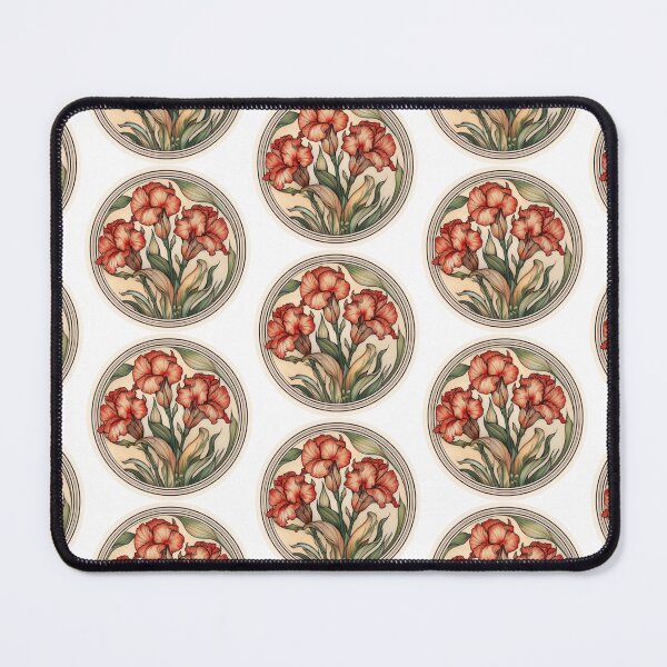 Item preview, Gladiolus Flower: August Birth flower - Watercolour Art Nouveau Inspired Gladiolus Flower Round Design designed and sold by DarlaEdnaFleur.