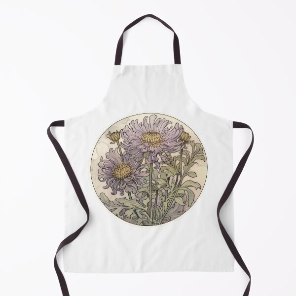 Item preview, Aster Flower: September Birth flower - Watercolour Art Nouveau Inspired Aster Flower Round Design designed and sold by DarlaEdnaFleur.