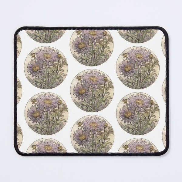 Item preview, Aster Flower: September Birth flower - Watercolour Art Nouveau Inspired Aster Flower Round Design designed and sold by DarlaEdnaFleur.