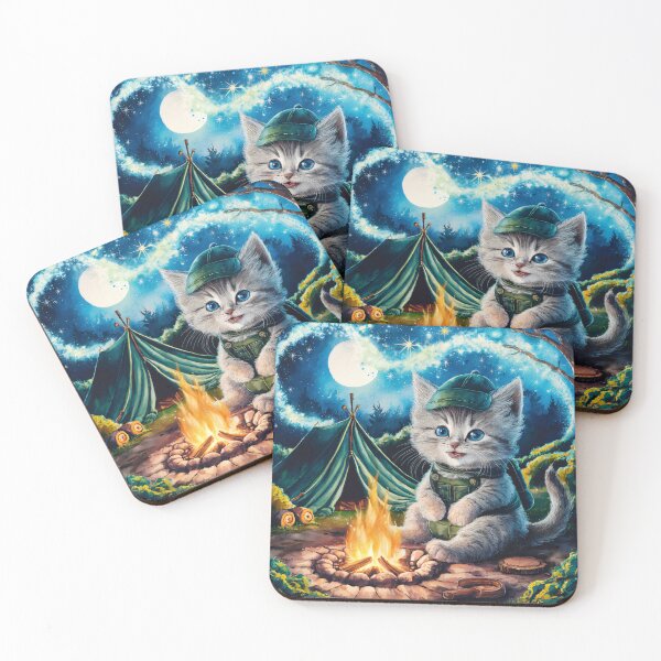 Item preview, A Cute Gray Kitten Camping designed and sold by pixelplaza.