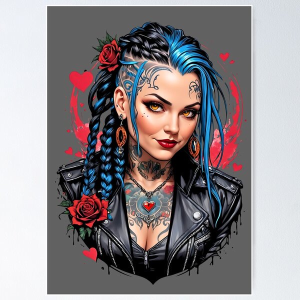 Sexy Vintage Comic Goth Curvy Girl Pinup Style Poster