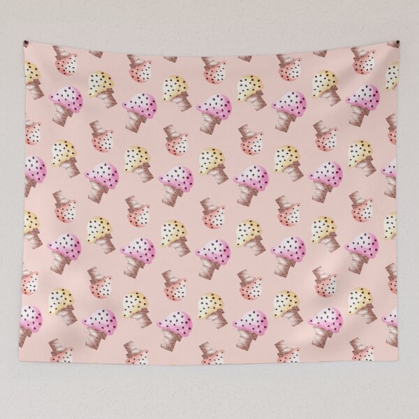 Item preview, Painterly Ice Cream Cones in yellow, pink and Peach on a pastel peach background designed and sold by JasmineGDesigns.