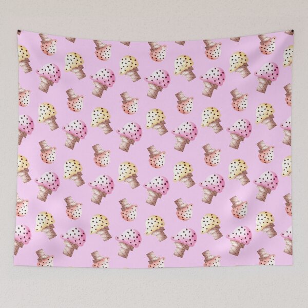 Item preview, Painterly Ice Cream Cones in yellow, pink and Peach on a purple pink background designed and sold by JasmineGDesigns.