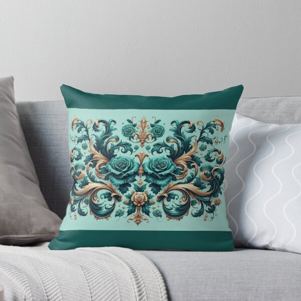 Item preview, Aqua Blue & Dark Teal Rococo With Roses designed and sold by DesignsByPrnces.
