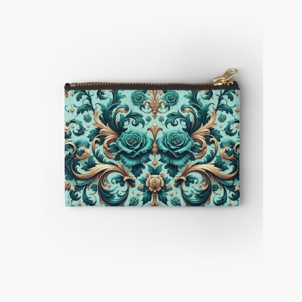 Item preview, Aqua Blue & Dark Teal Rococo With Roses designed and sold by DesignsByPrnces.