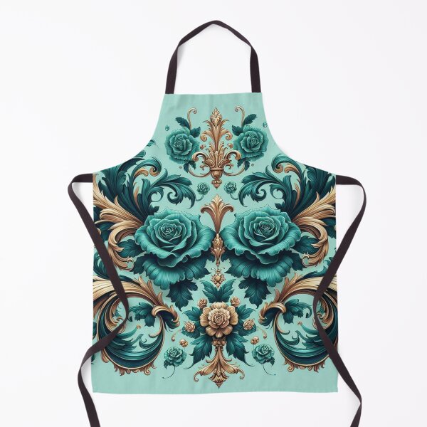 Item preview, Aqua Blue & Dark Teal Rococo With Roses designed and sold by DesignsByPrnces.