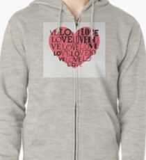 Heart background Zipped Hoodie