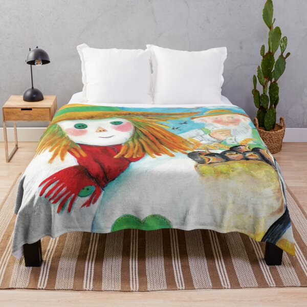 Item preview, Old Farmer On A Wheat Field With Scarecrow And Swallows designed and sold by Julia Doria.