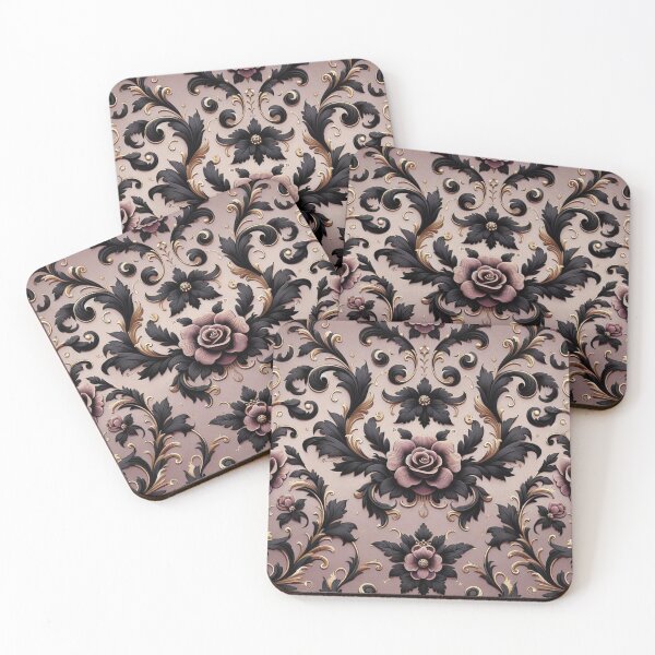 Item preview, Matte Mauve & Black Rococo With Roses designed and sold by DesignsByPrnces.