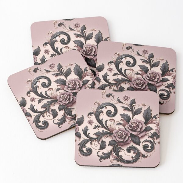 Item preview, Matte Mauve & Black Rococo With Roses designed and sold by DesignsByPrnces.