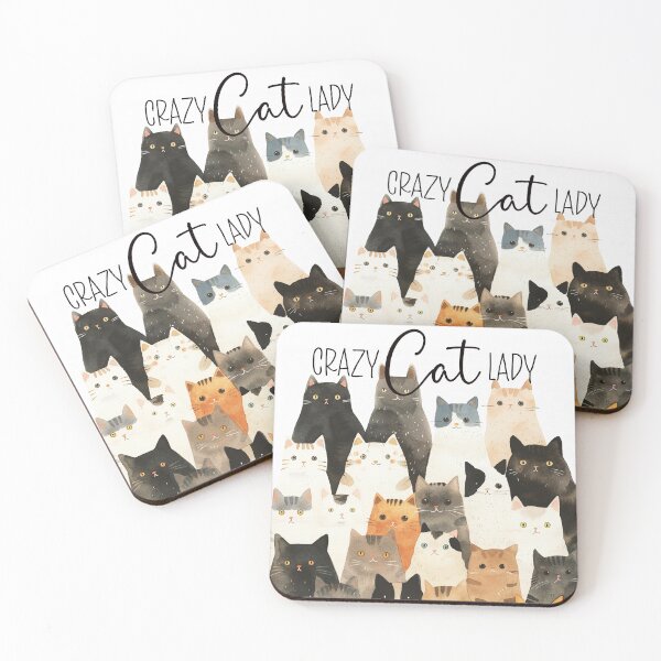 Item preview, Crazy cat lady funny cat lover saying, Simple cute cats art illustrated watercolor designed and sold by Inktown.