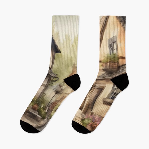 Item preview, European small town,watercolor designed and sold by TrendyGenZArt.