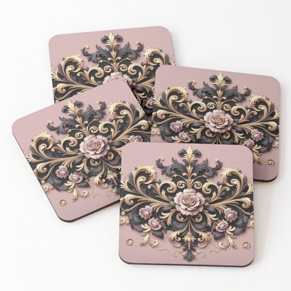 Item preview, Matte Mauve, Gold & Black Rococo With Roses designed and sold by DesignsByPrnces.