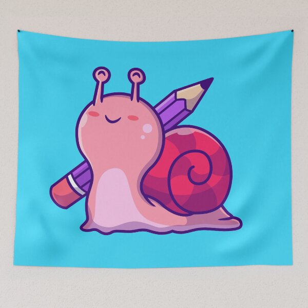 Item preview, Cute Snail Holding Pencil Cartoon Vector Icon designed and sold by hjian8219.