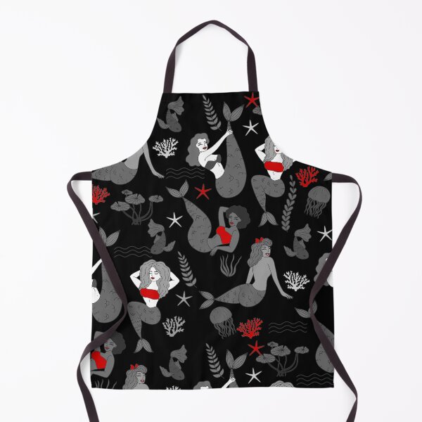 Item preview, red black mermaids pattern print designed and sold by Gossip Rag.