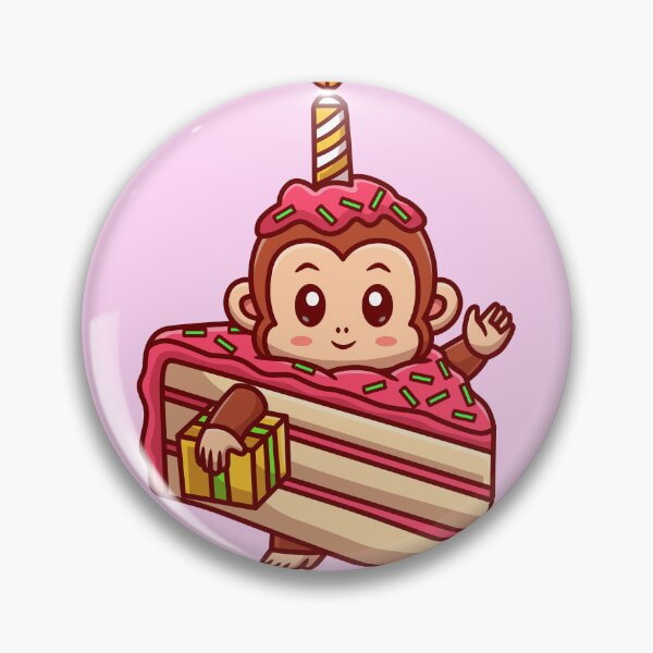 Item preview, Cute Monkey with Birthday Cake Cartoon Vector Icon designed and sold by hjian8219.