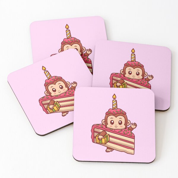 Item preview, Cute Monkey with Birthday Cake Cartoon Vector Icon designed and sold by hjian8219.