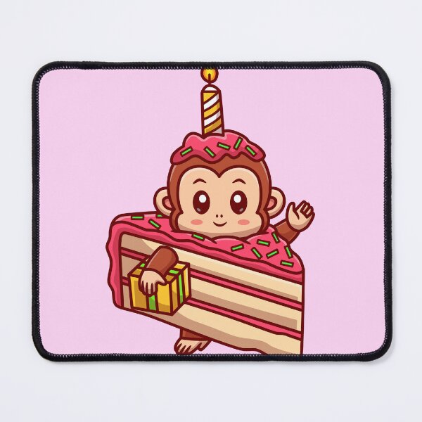 Item preview, Cute Monkey with Birthday Cake Cartoon Vector Icon designed and sold by hjian8219.