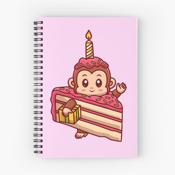 Item preview, Cute Monkey with Birthday Cake Cartoon Vector Icon designed and sold by hjian8219.