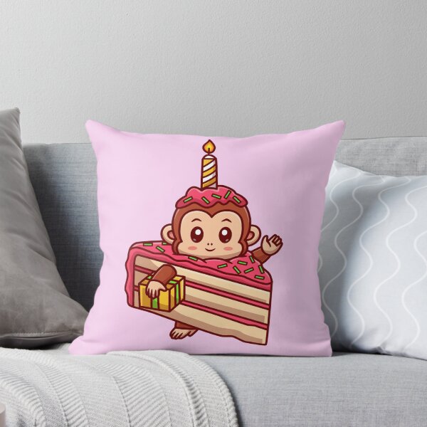 Item preview, Cute Monkey with Birthday Cake Cartoon Vector Icon designed and sold by hjian8219.