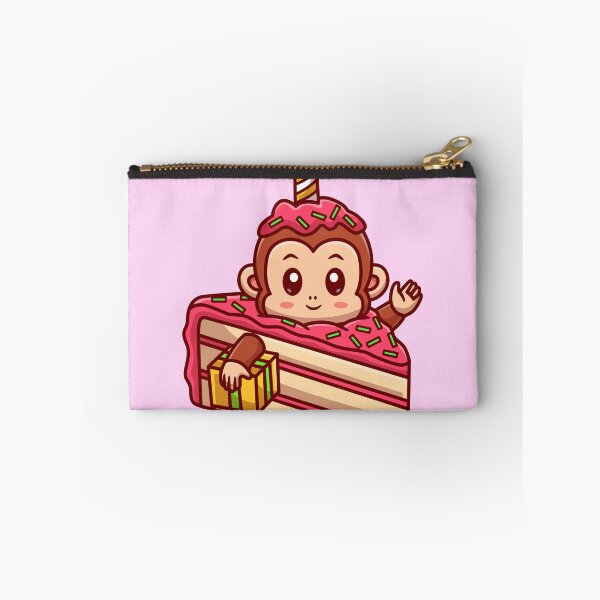 Item preview, Cute Monkey with Birthday Cake Cartoon Vector Icon designed and sold by hjian8219.